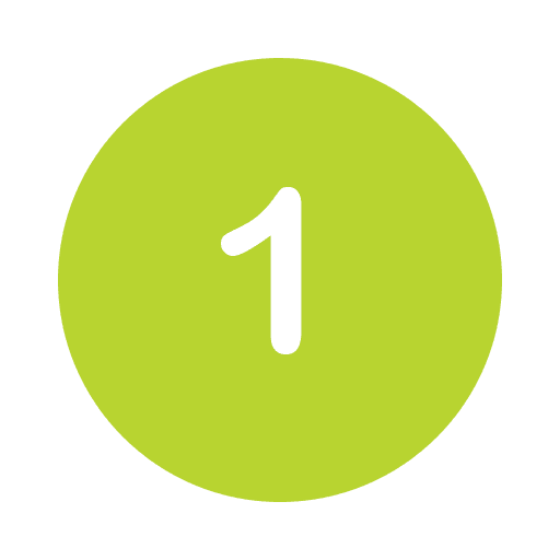A white number 1 inside a green circle.